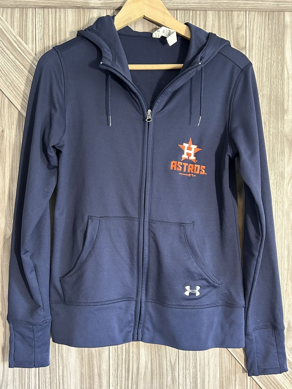 Women’s Under Armour Houston Astros Full Zip Hoodie Jacket Navy Blue Medium